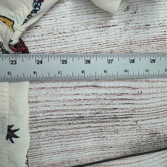 QuikSilver Waterman Collection Mele Kalikimaka Button Down Shirt Mens L Cream - Picture 9 of 10